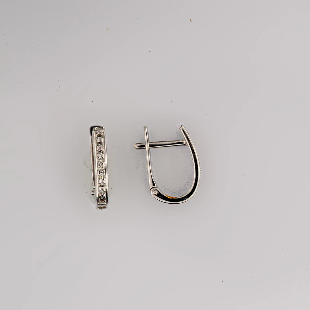 Серьги с бриллиантом из белого золота 585 пробы