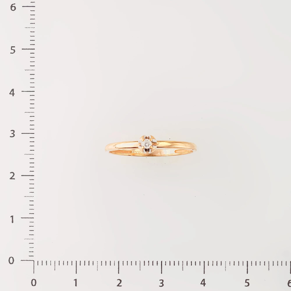 Кольцо с бриллиантом из красного золота 585 пробы