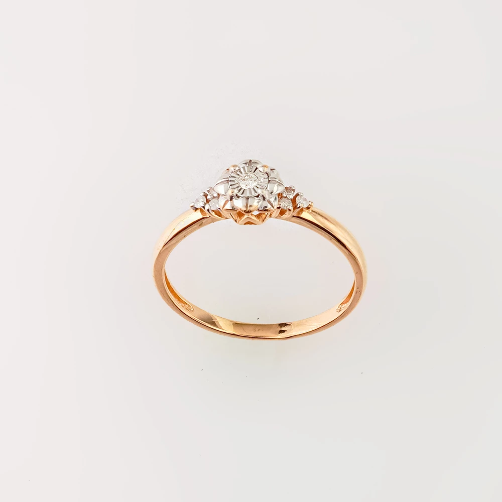 Кольцо с бриллиантом из красного золота 585 пробы