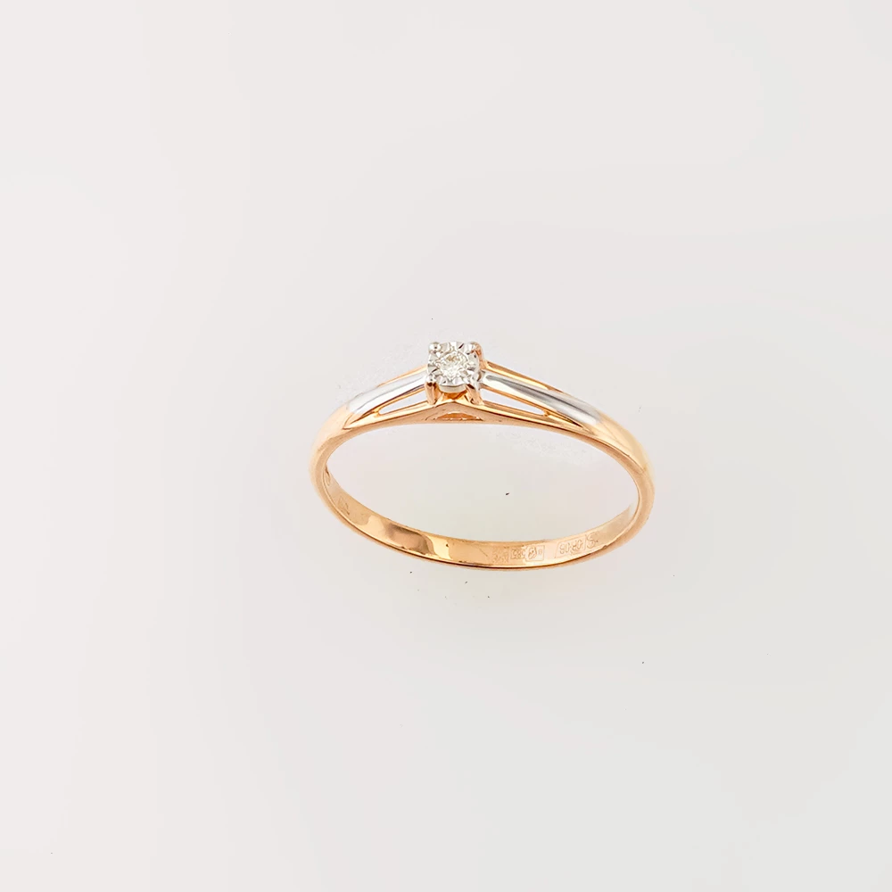 Кольцо с бриллиантом из красного золота 585 пробы