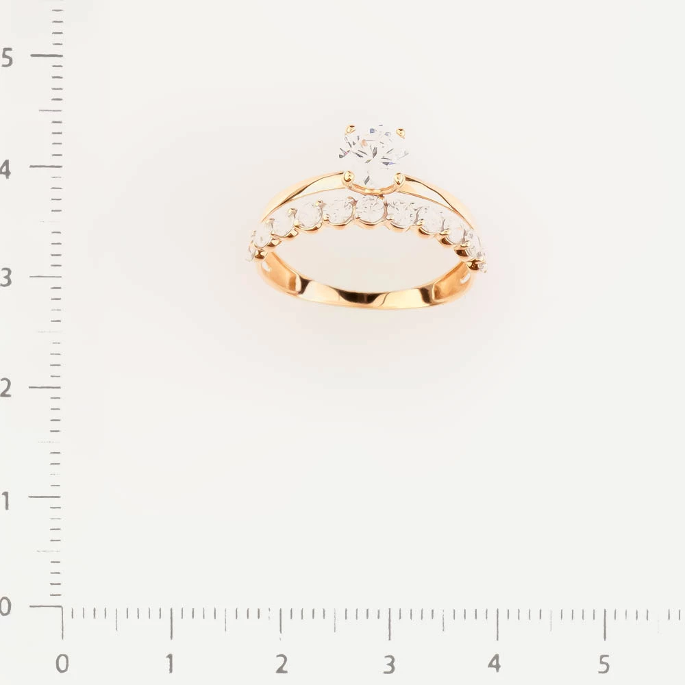 Кольцо с фианитом из красного золота 585 пробы