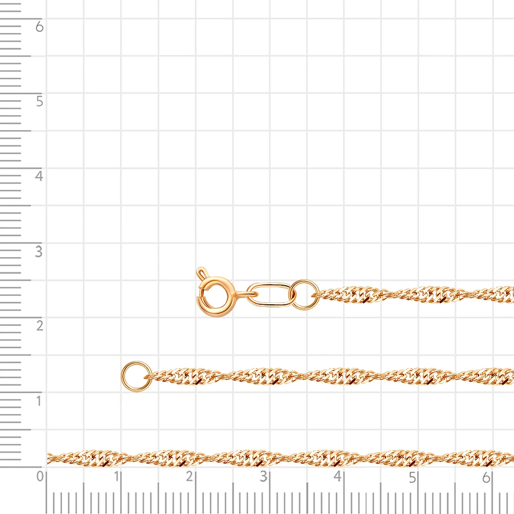 Цепь сингапур из красного золота 375 пробы 2
