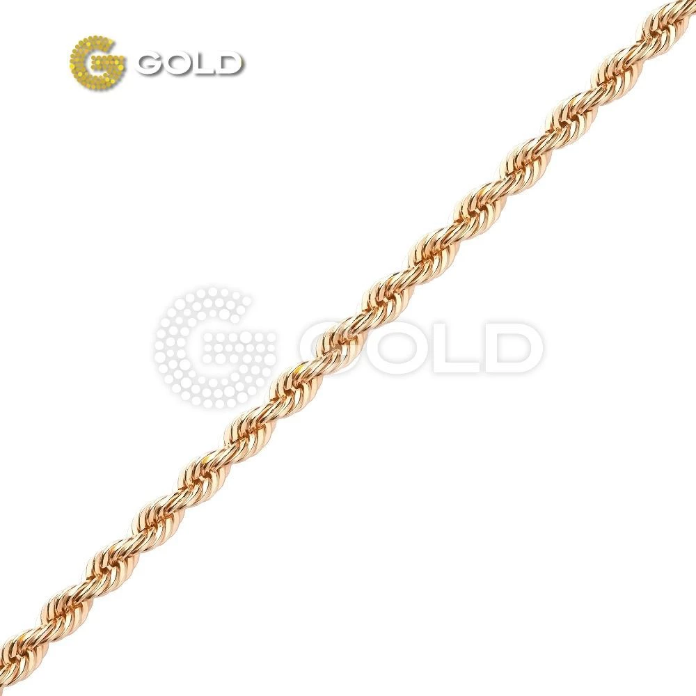 Цепь корда из красного золота 585 пробы