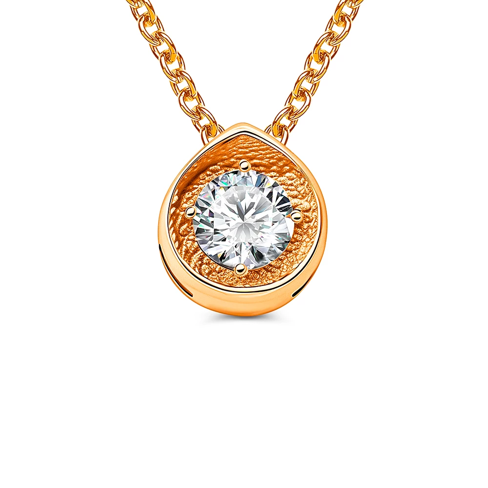 Колье с фианитом из красного золота 585 пробы 1