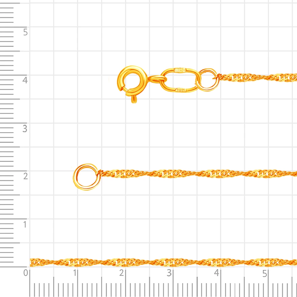 Цепь сингапур из красного золота 375 пробы 2