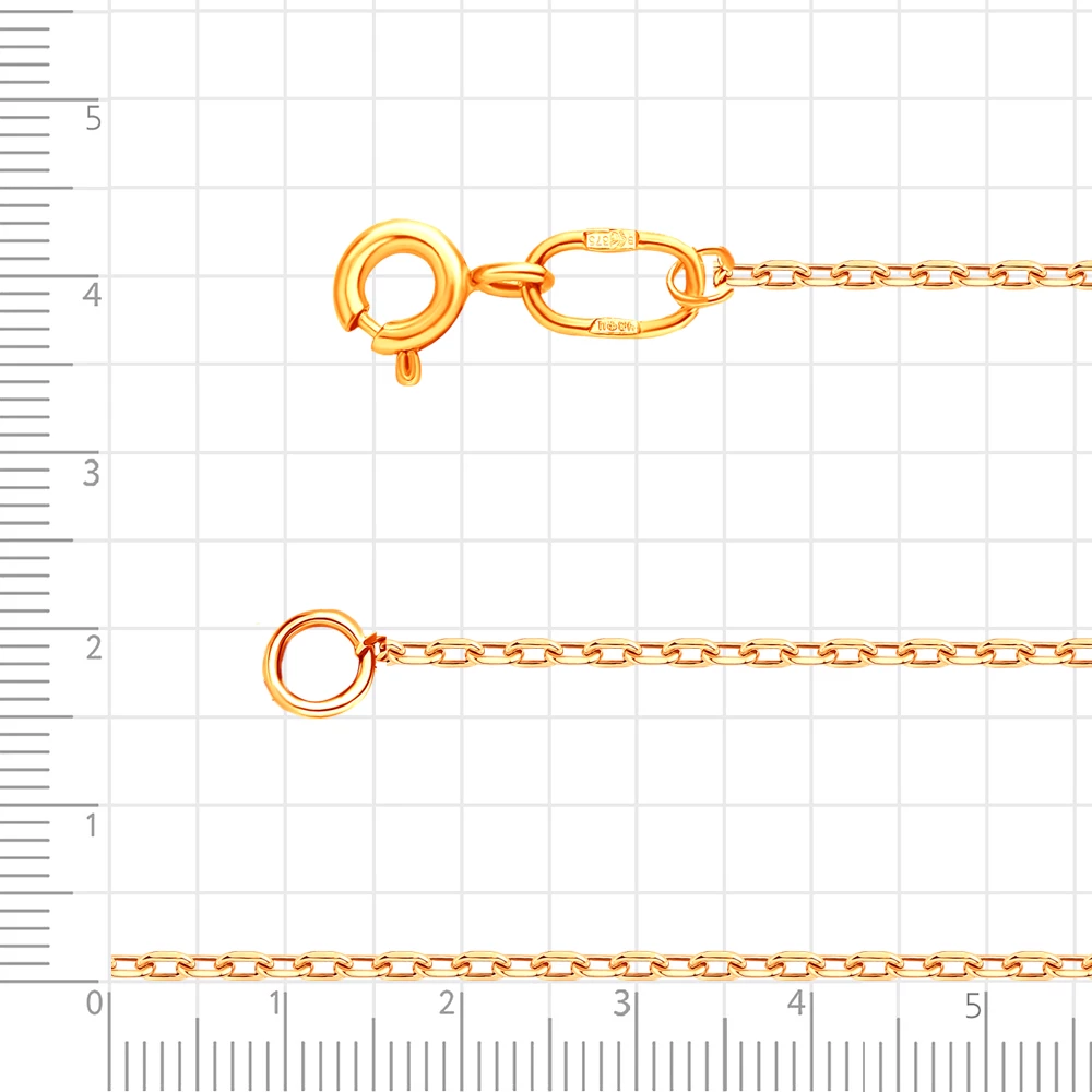 Цепь якорь из красного золота 375 пробы