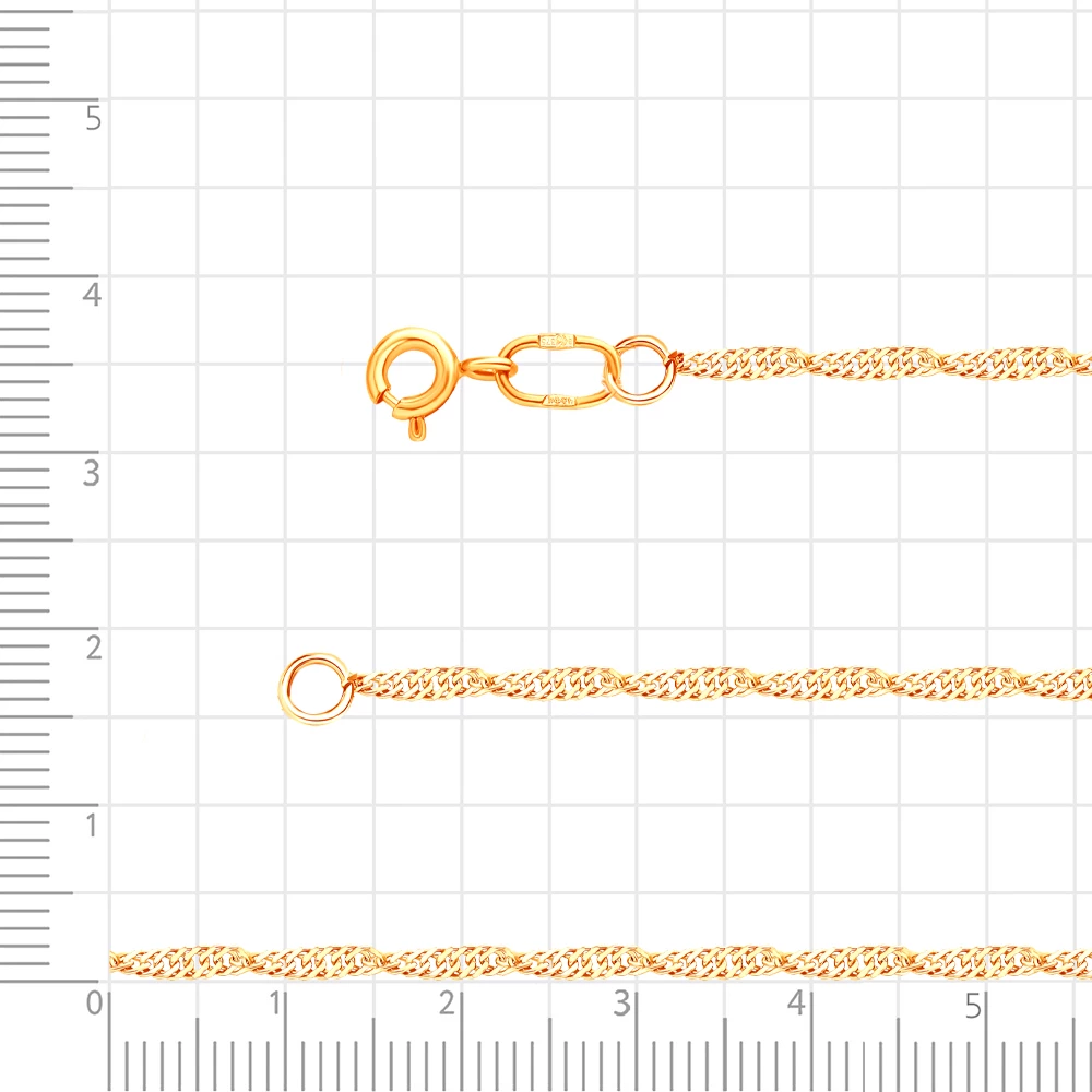 Цепь сингапур из красного золота 585 пробы 3