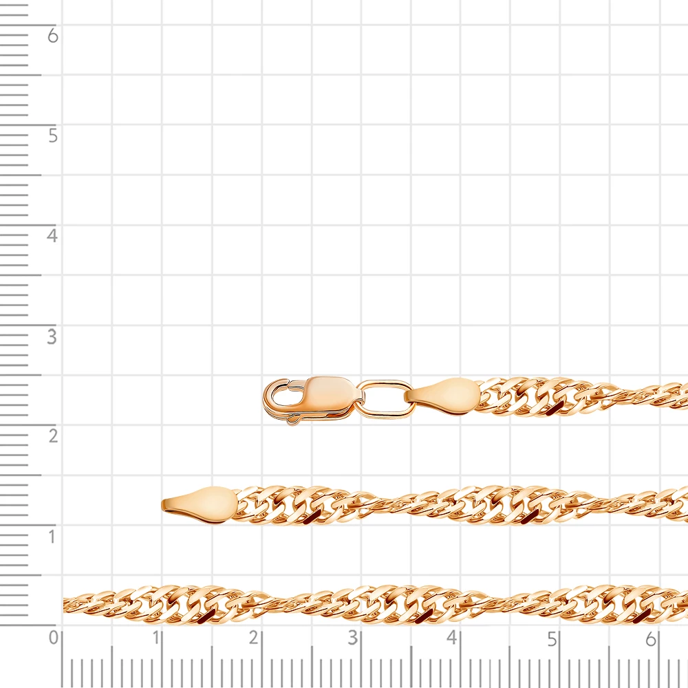 Цепь сингапур из красного золота 585 пробы