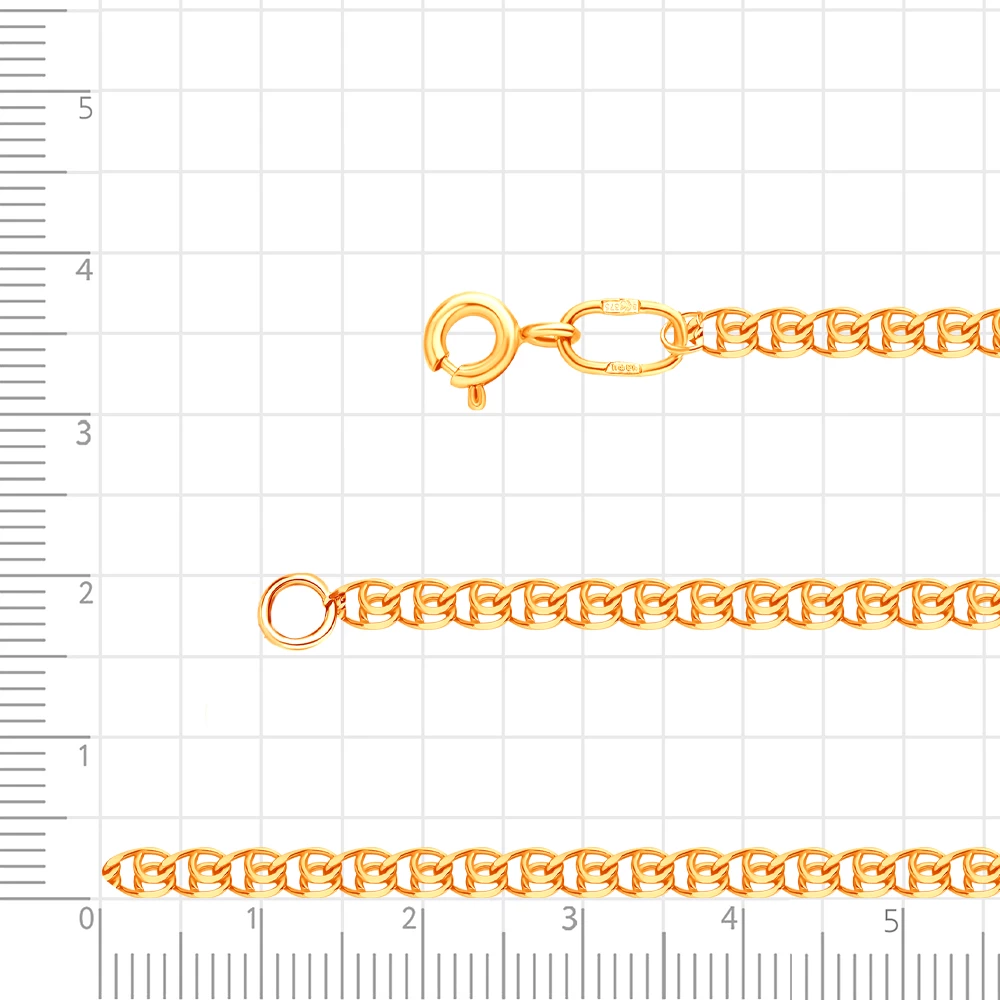 Цепь лав из красного золота 585 пробы