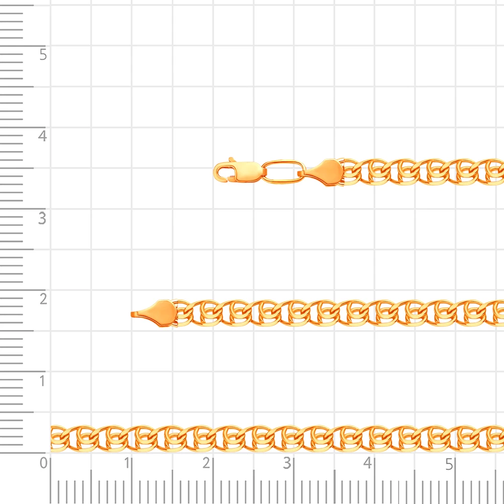 Цепь лав из красного золота 585 пробы