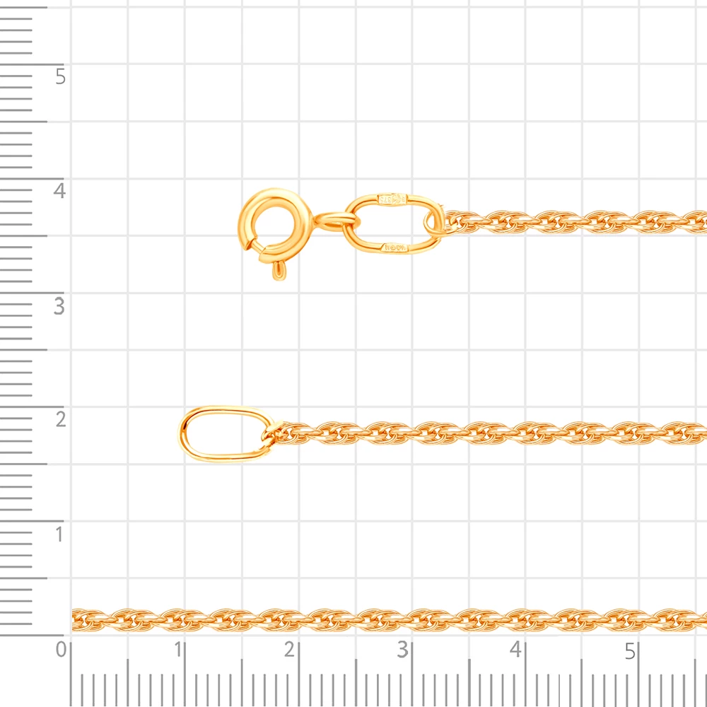 Цепь корда из красного золота 585 пробы