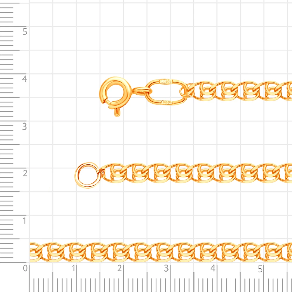 Цепь лав из красного золота 585 пробы