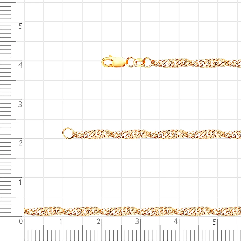 Цепь сингапур из красного золота 375 пробы