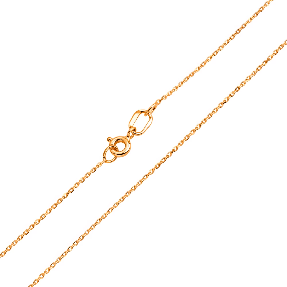 Цепь якорь удлиненное звено из красного золота 585 пробы