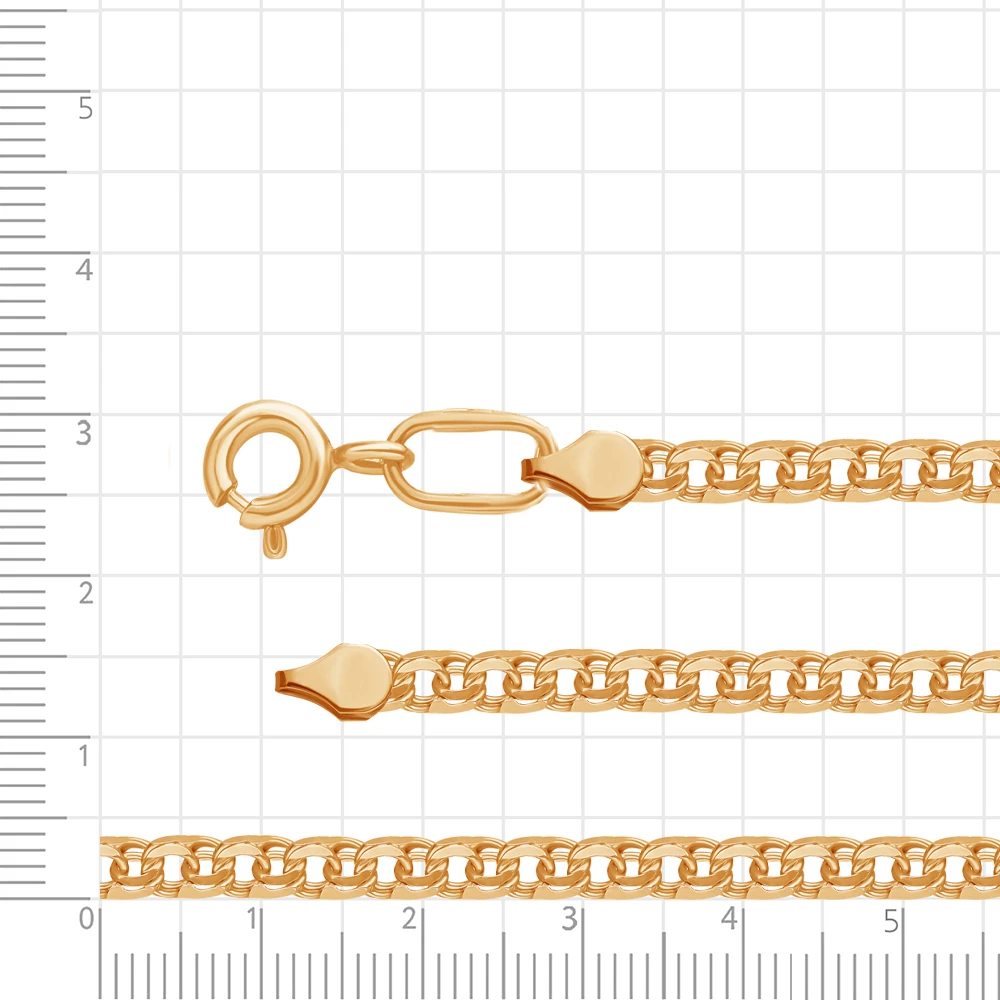 Цепь бисмарк из красного золота 585 пробы