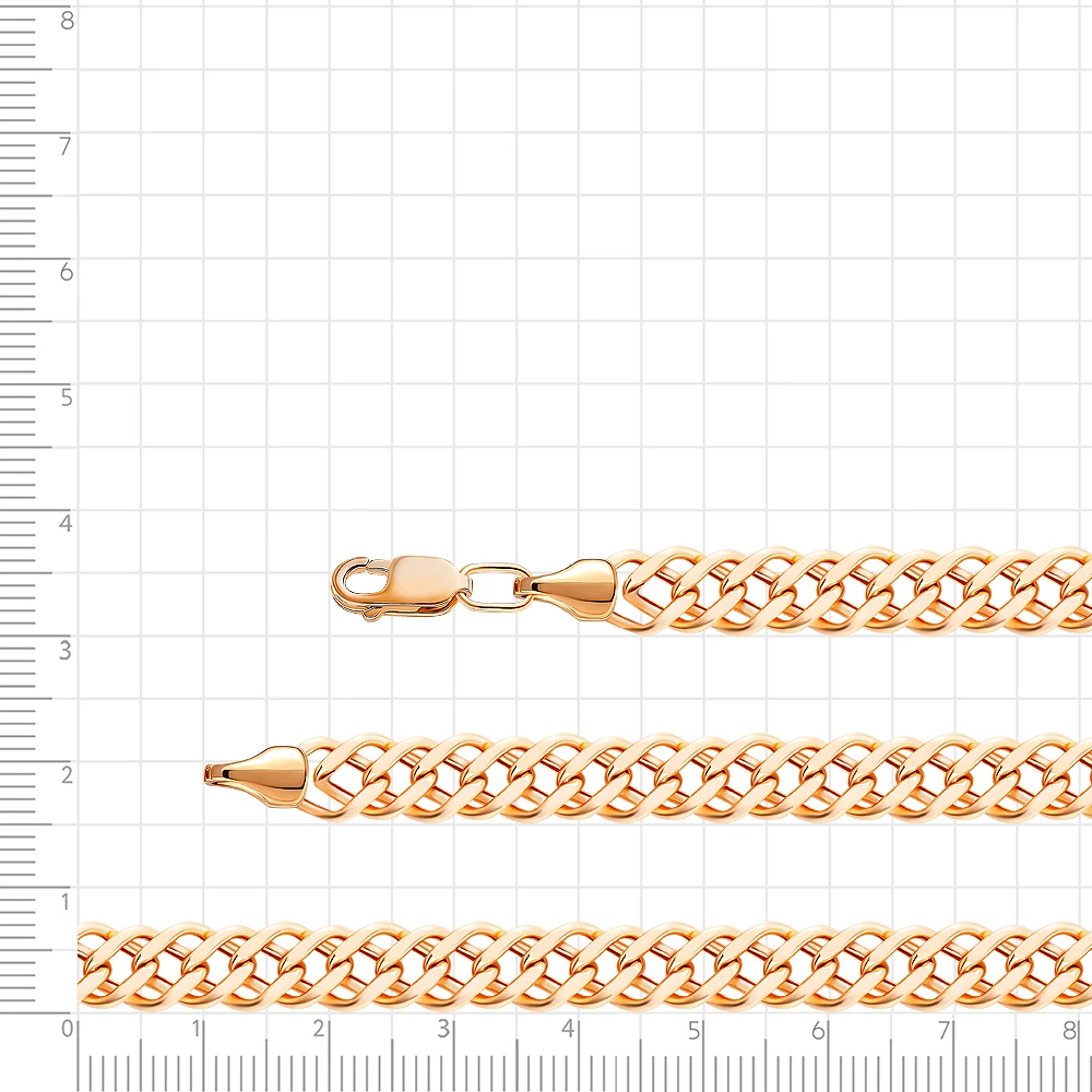 Цепь ромб двойной из красного золота 585 пробы