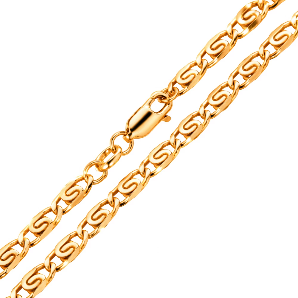 Цепь улитка из красного золота 585 пробы