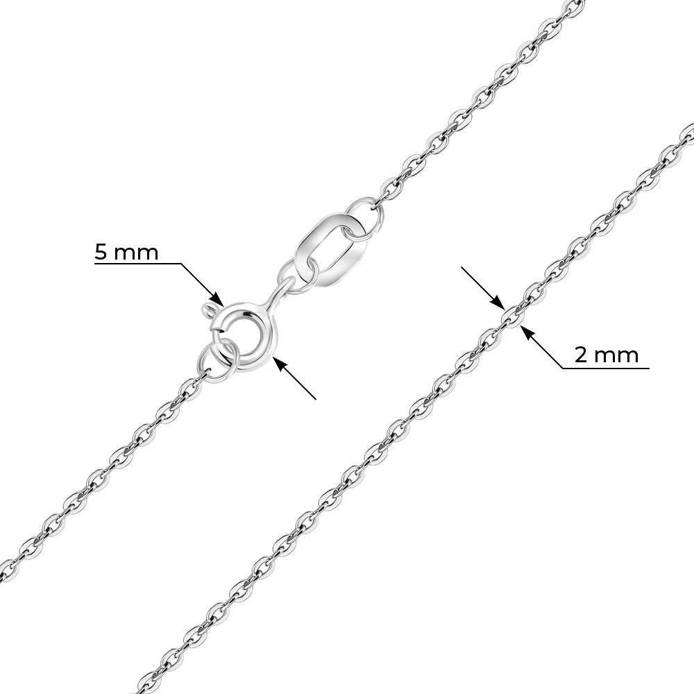 Цепь якорь плоский из белого золота 585 пробы