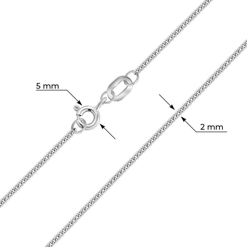 Цепь панцирь из белого золота 585 пробы
