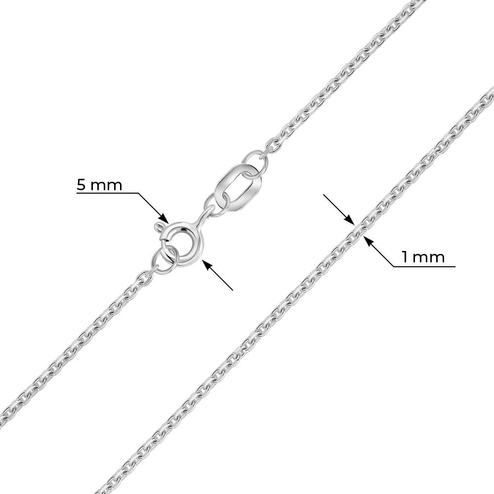 Цепь якорь из белого золота 585 пробы