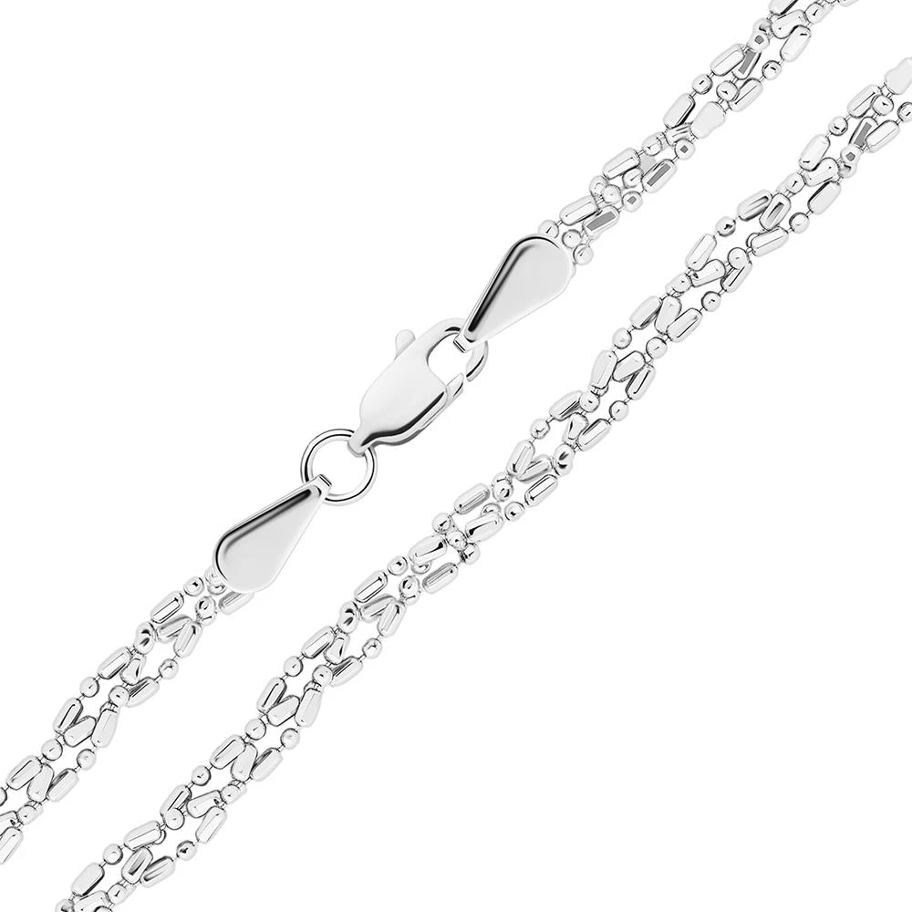 Цепь косичка шарик-бочка из белого золота 585 пробы