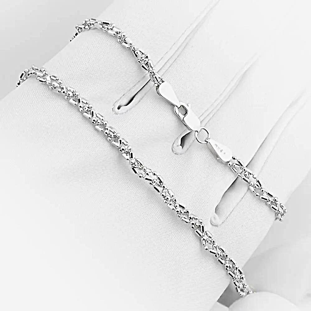 Цепь косичка шарик-бочка из белого золота 585 пробы 1