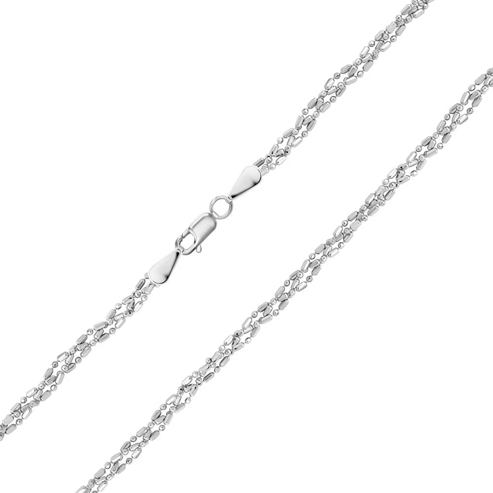 Цепь косичка шарик-бочка из белого золота 585 пробы