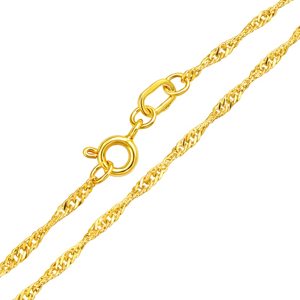 Цепь сингапур из желтого золота 585 пробы