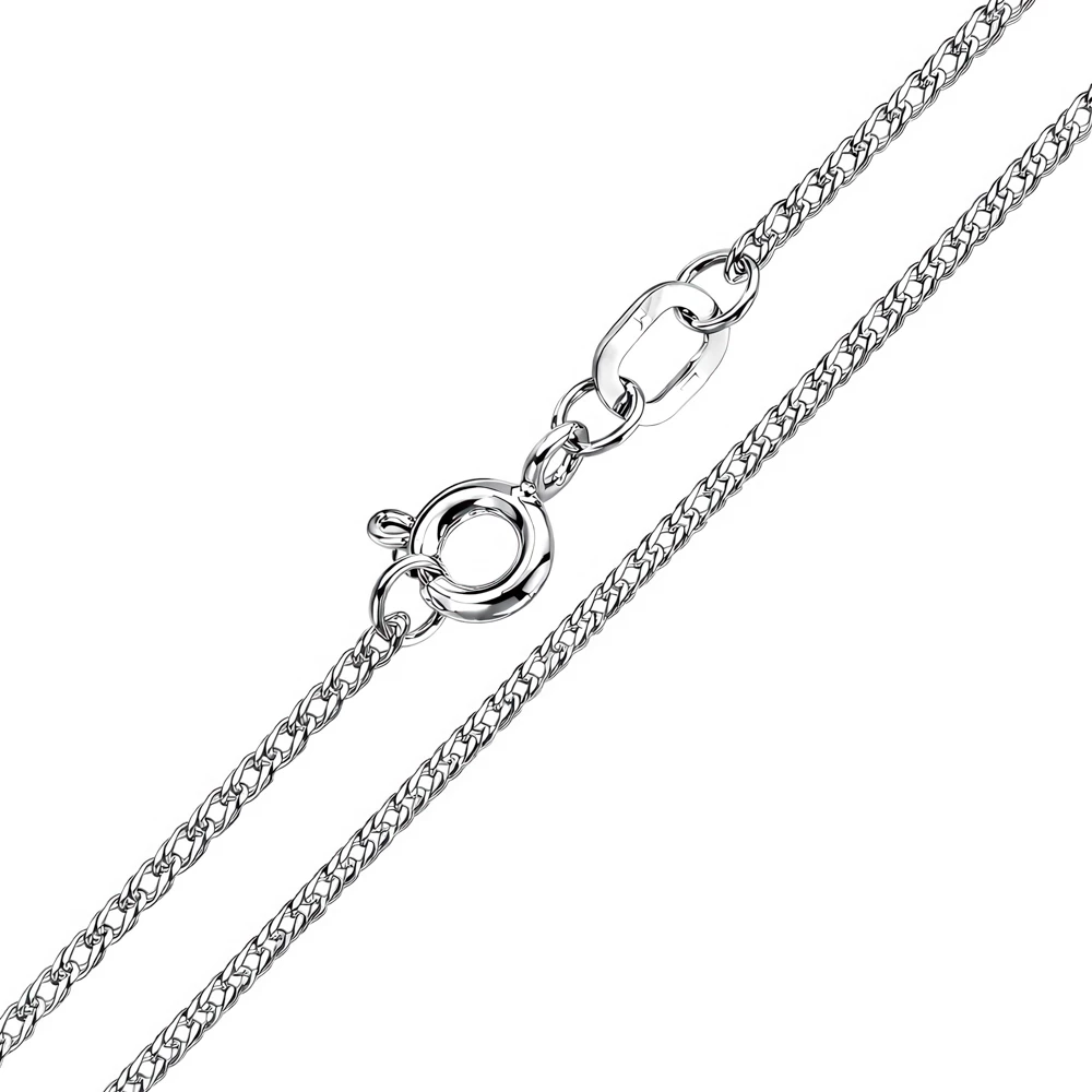 Цепь ромб двойной из белого золота 585 пробы