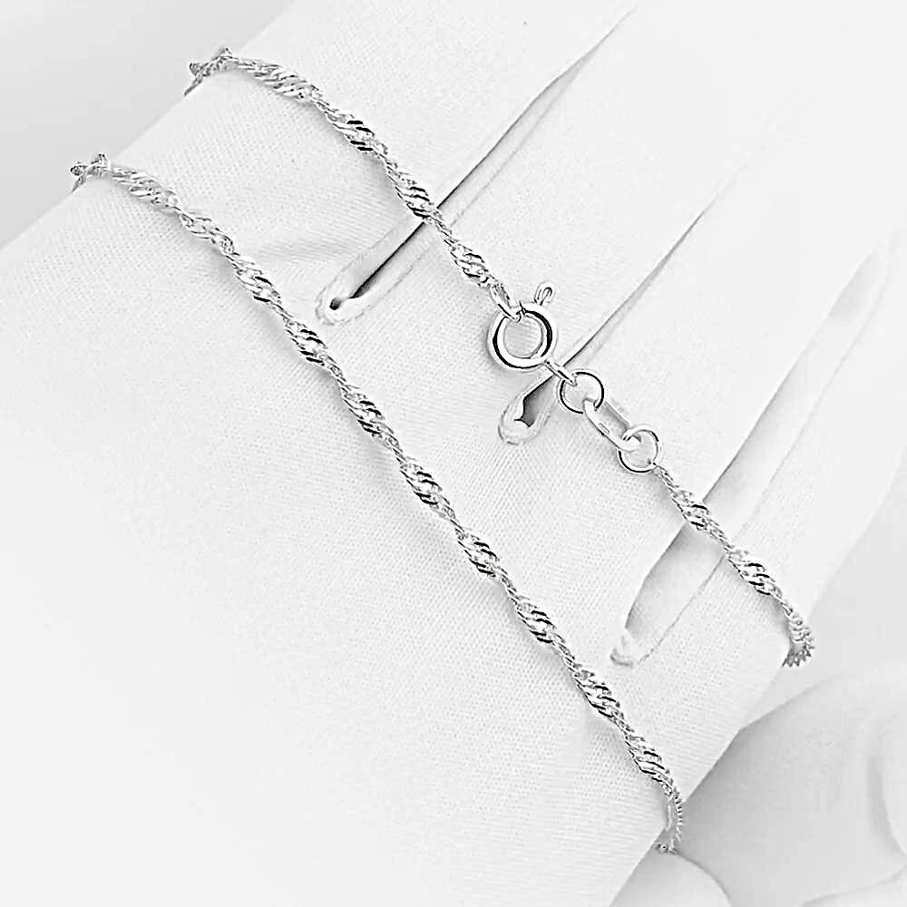 Цепь сингапур из белого золота 585 пробы