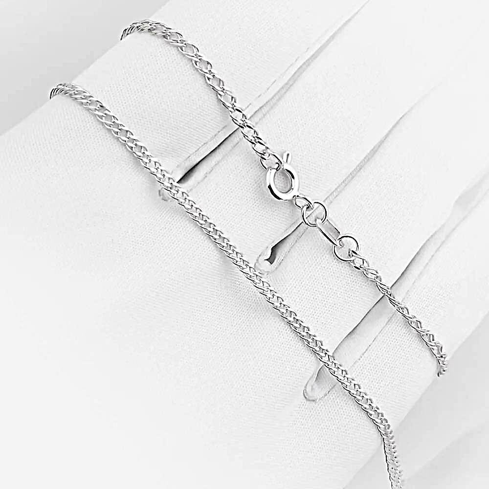 Цепь ромб двойной из белого золота 585 пробы