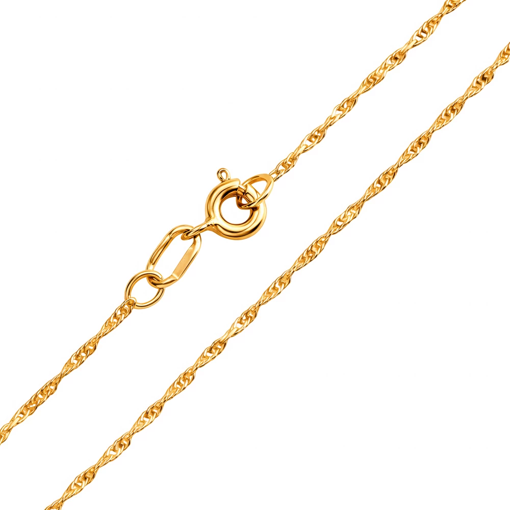 Цепь сингапур из желтого золота 585 пробы