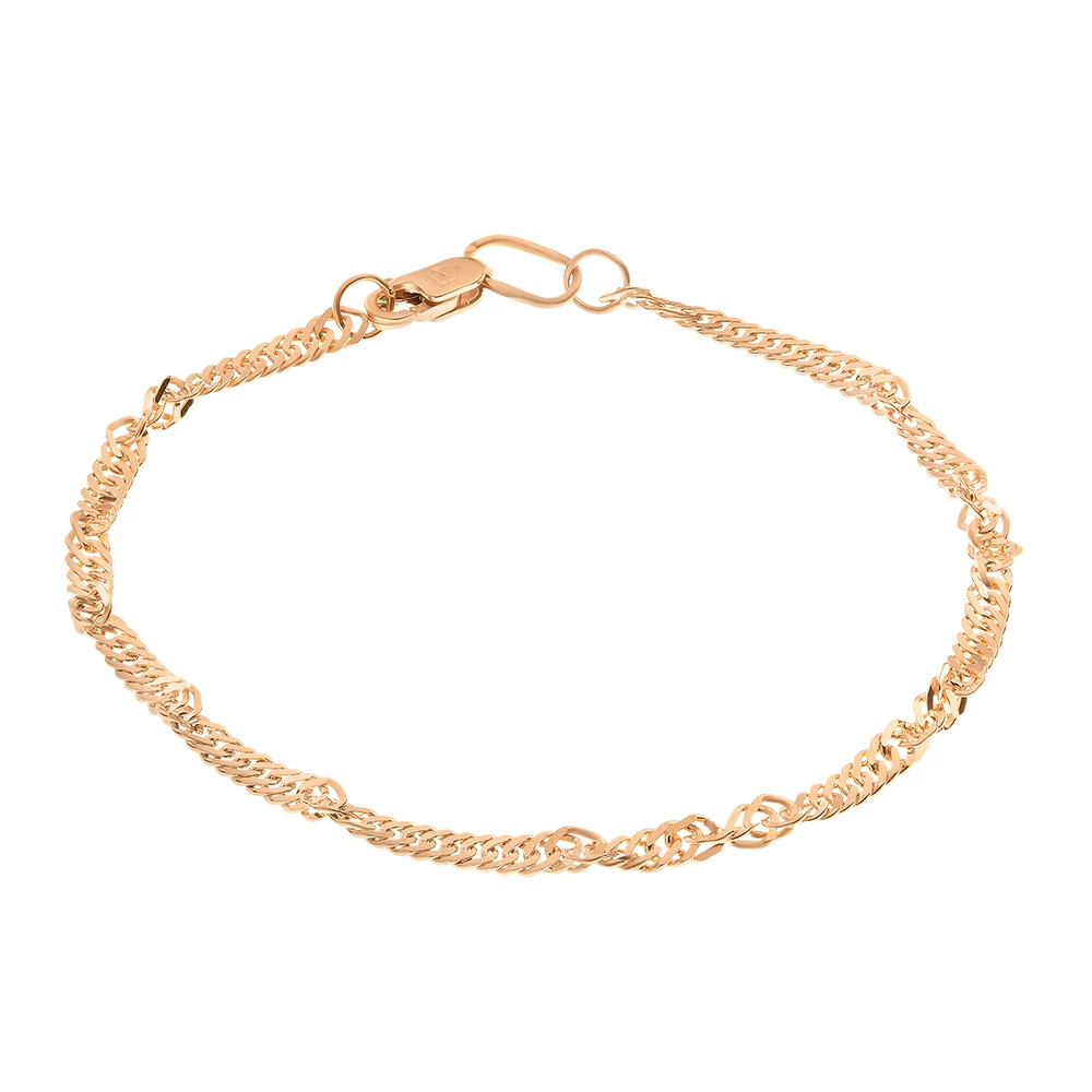 Браслет сингапур из красного золота 585 пробы