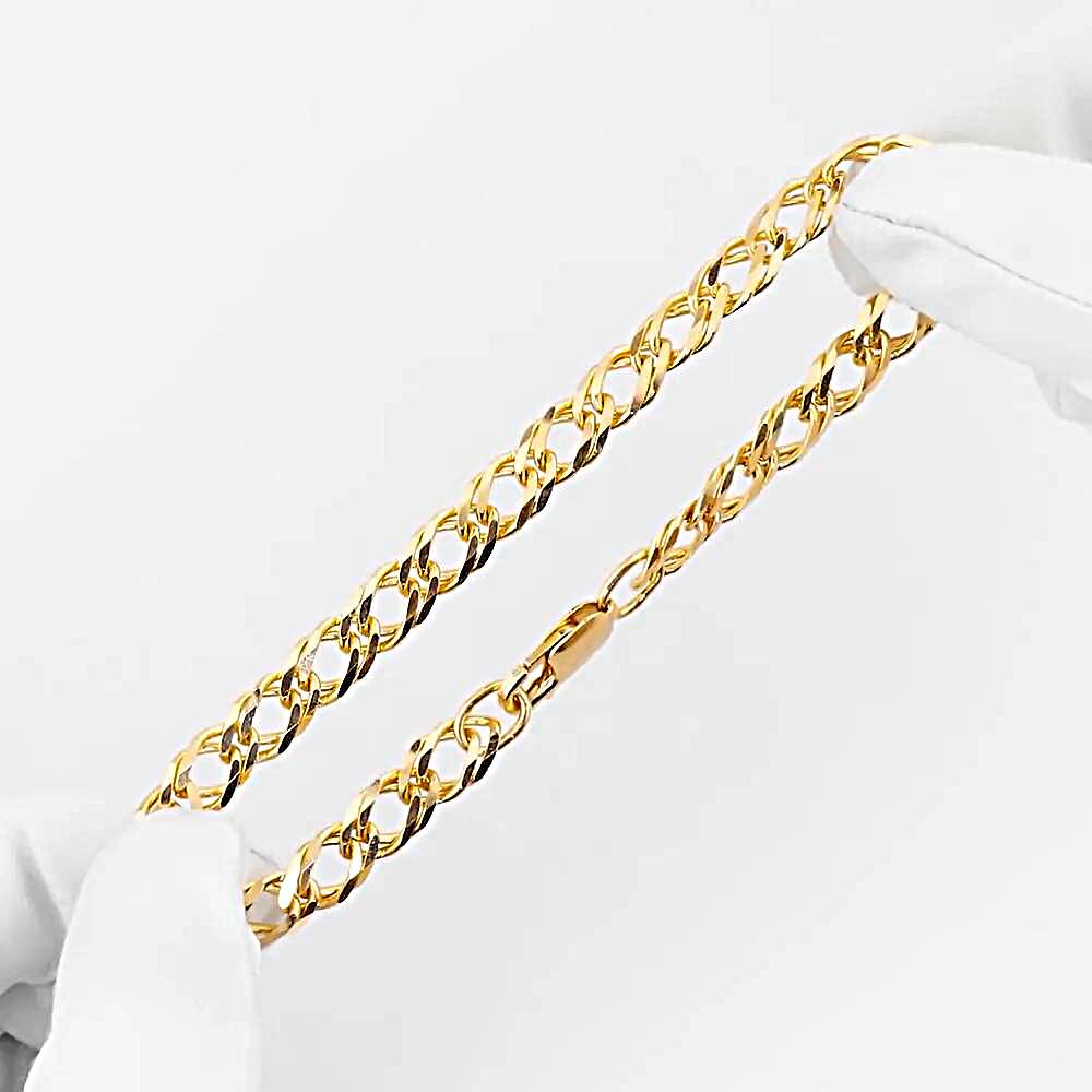 Золотой браслет, плетение ромб двойной 1