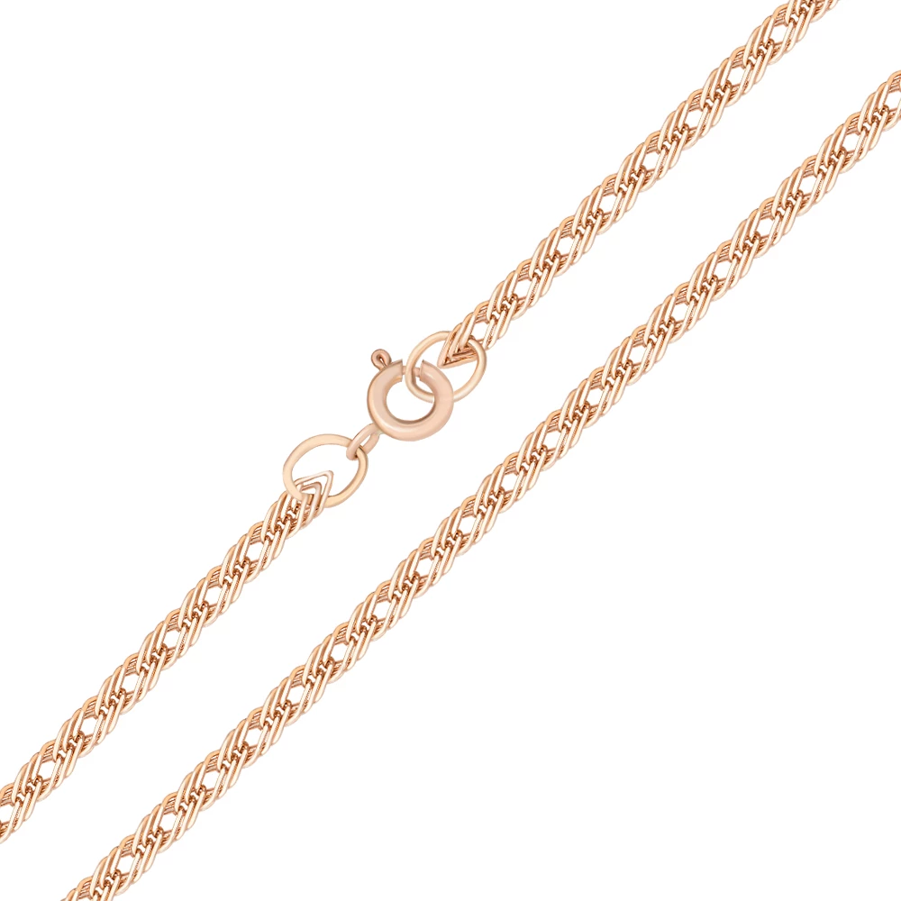 Браслет ромб тройной из красного золота 585 пробы