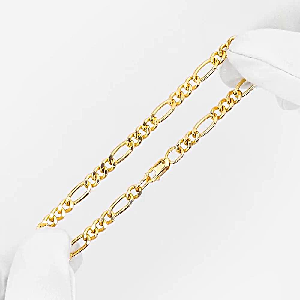 Золотой браслет, плетение фигаро 1