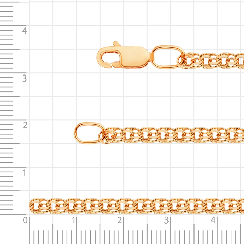 Браслет бисмарк из красного золота 585 пробы