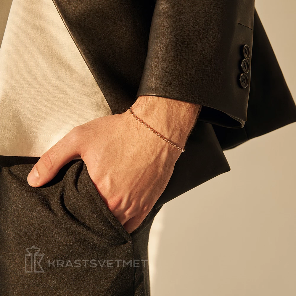 Браслет якорь ролло из красного золота 585 пробы