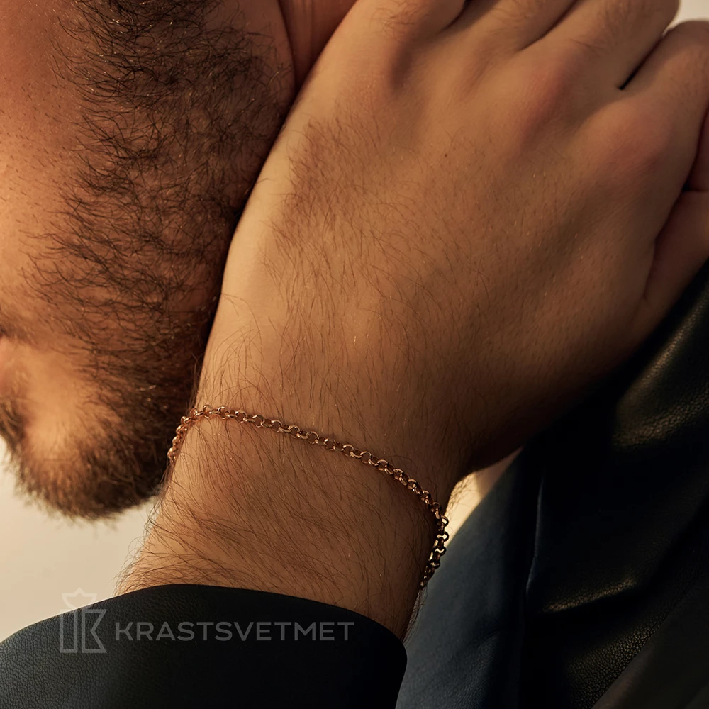 Браслет якорь ролло из красного золота 585 пробы