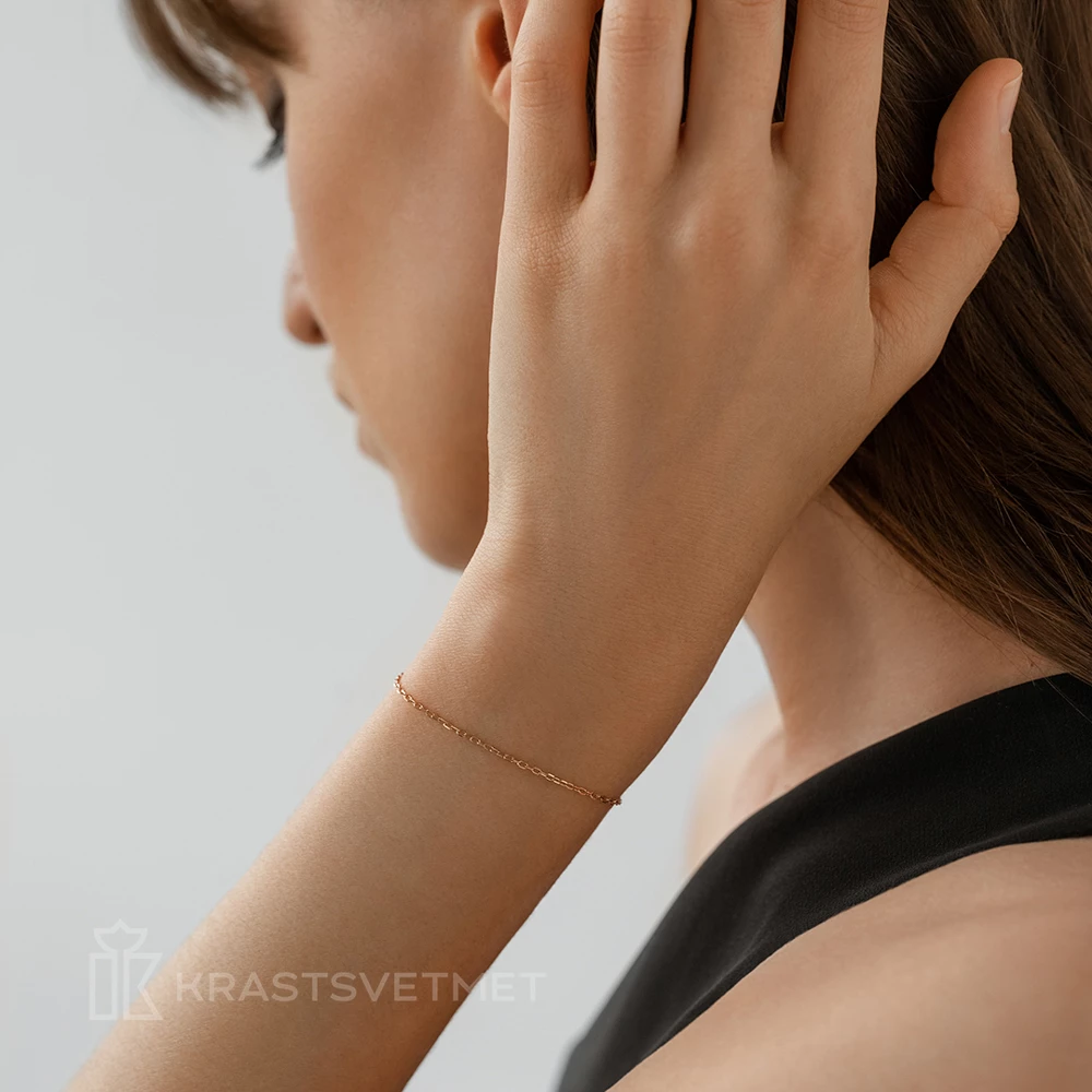 Браслет якорь из красного золота 585 пробы