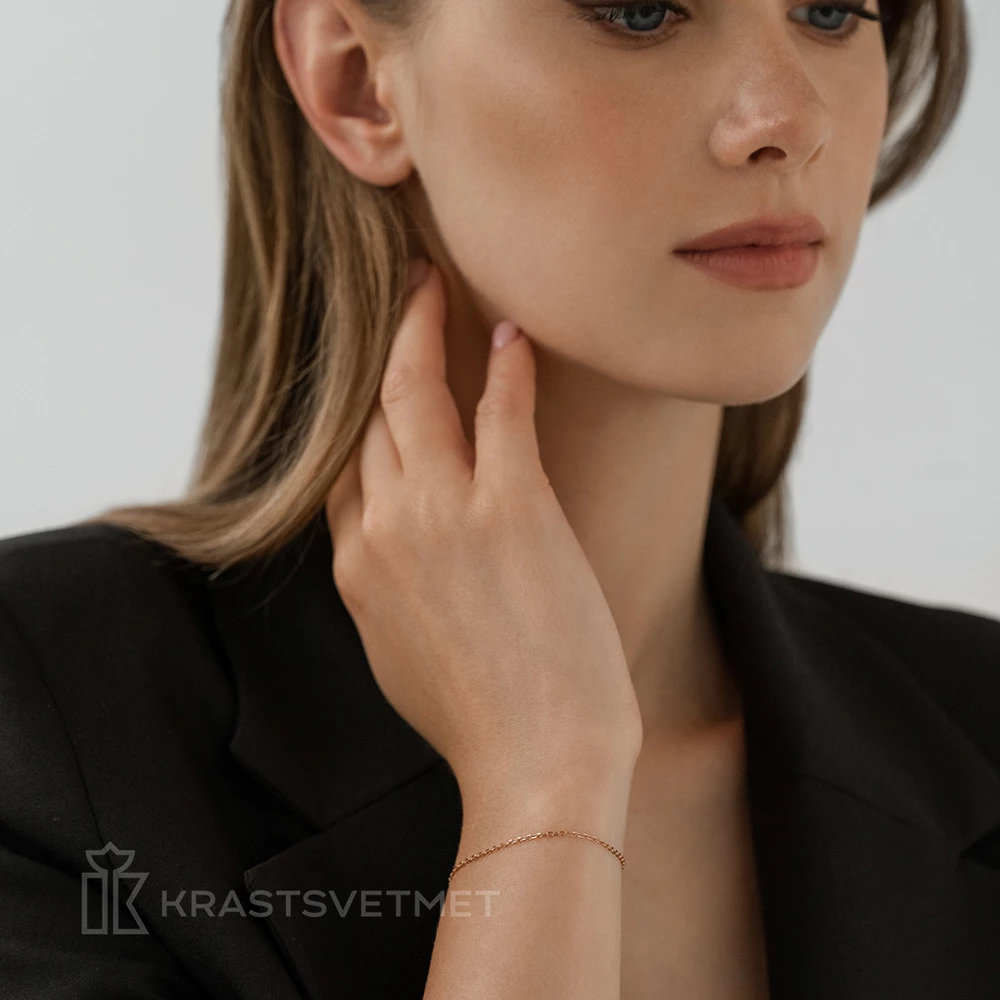 Браслет якорь из красного золота 585 пробы