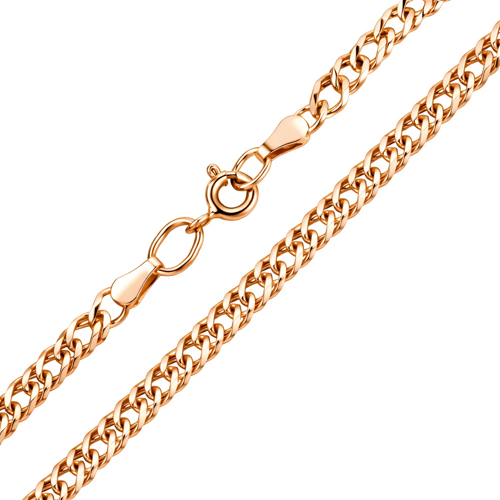 Браслет ромб двойной из красного золота 585 пробы