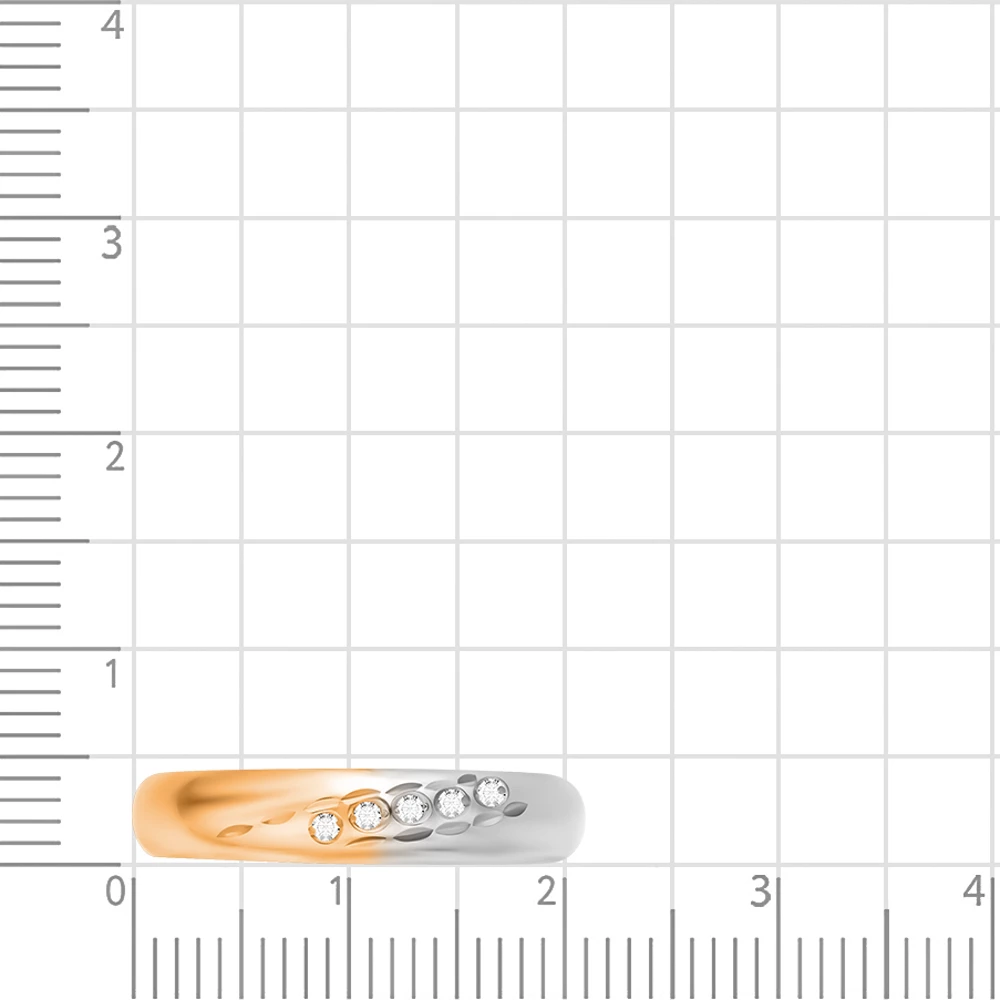 Кольцо обручальное с бриллиантами из комбинированного золота 585 пробы