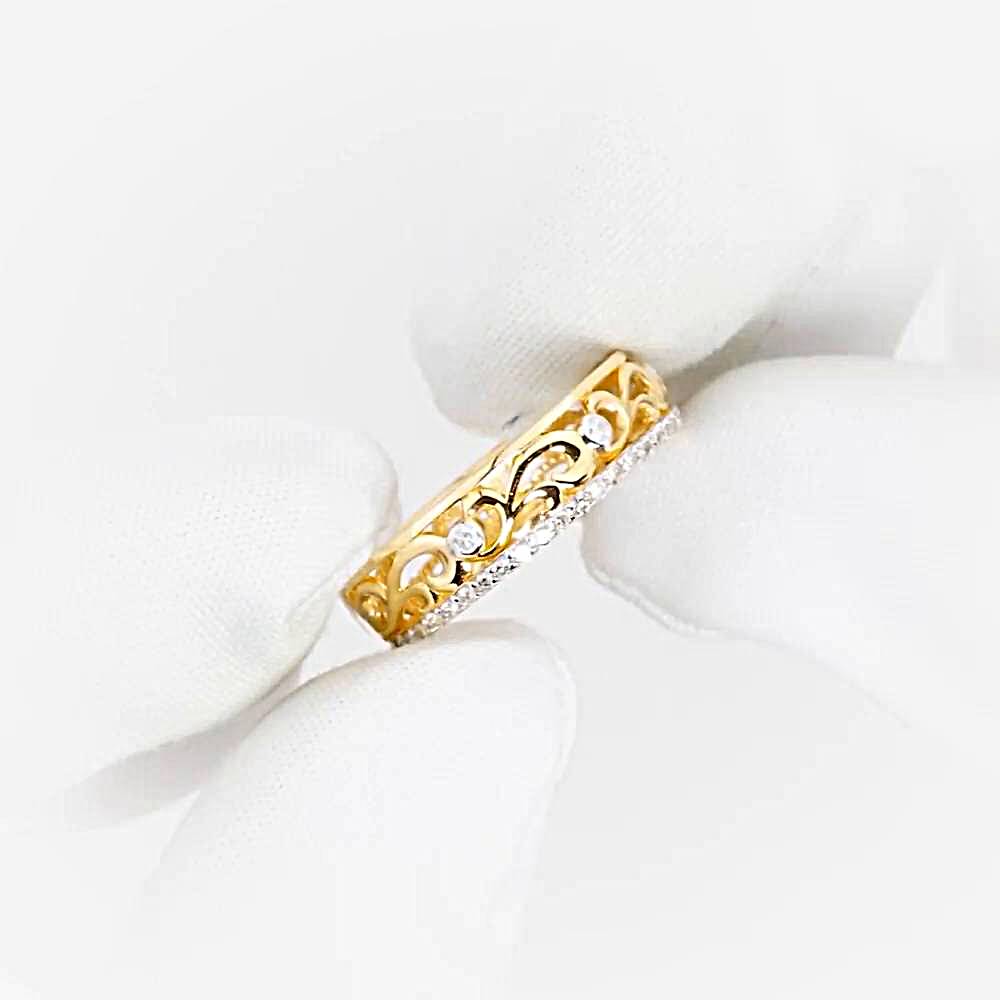 Кольцо обручальное с бриллиантами из красного золота 585 пробы 1