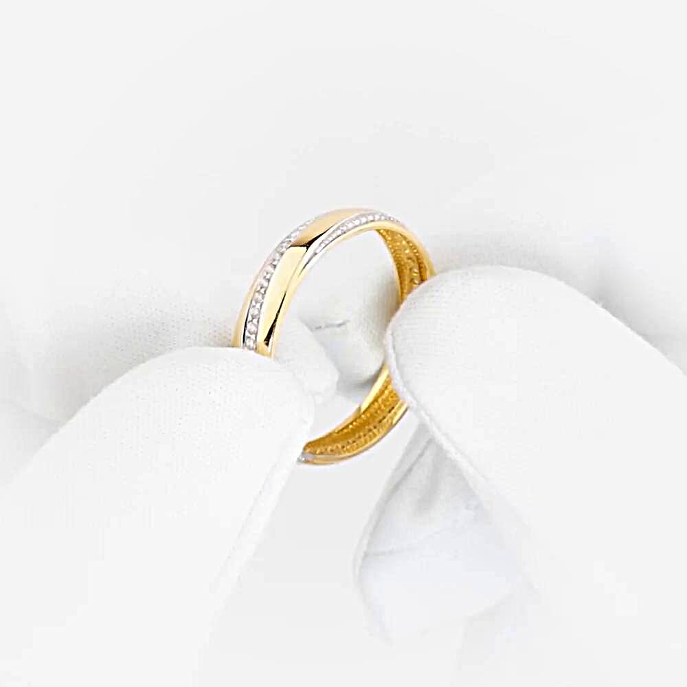 Кольцо обручальное с фианитами из красного золота 585 пробы 1