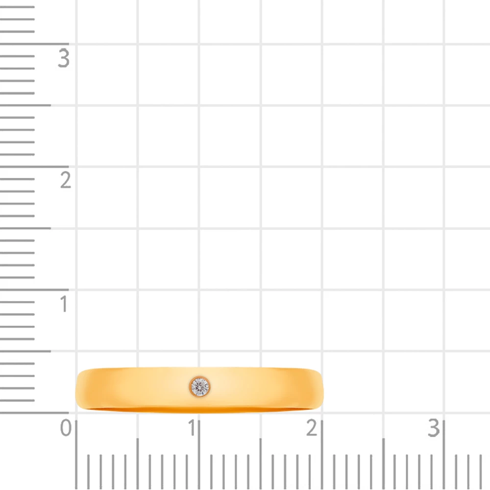 Кольцо обручальное с фианитом из красного золота 585 пробы 2