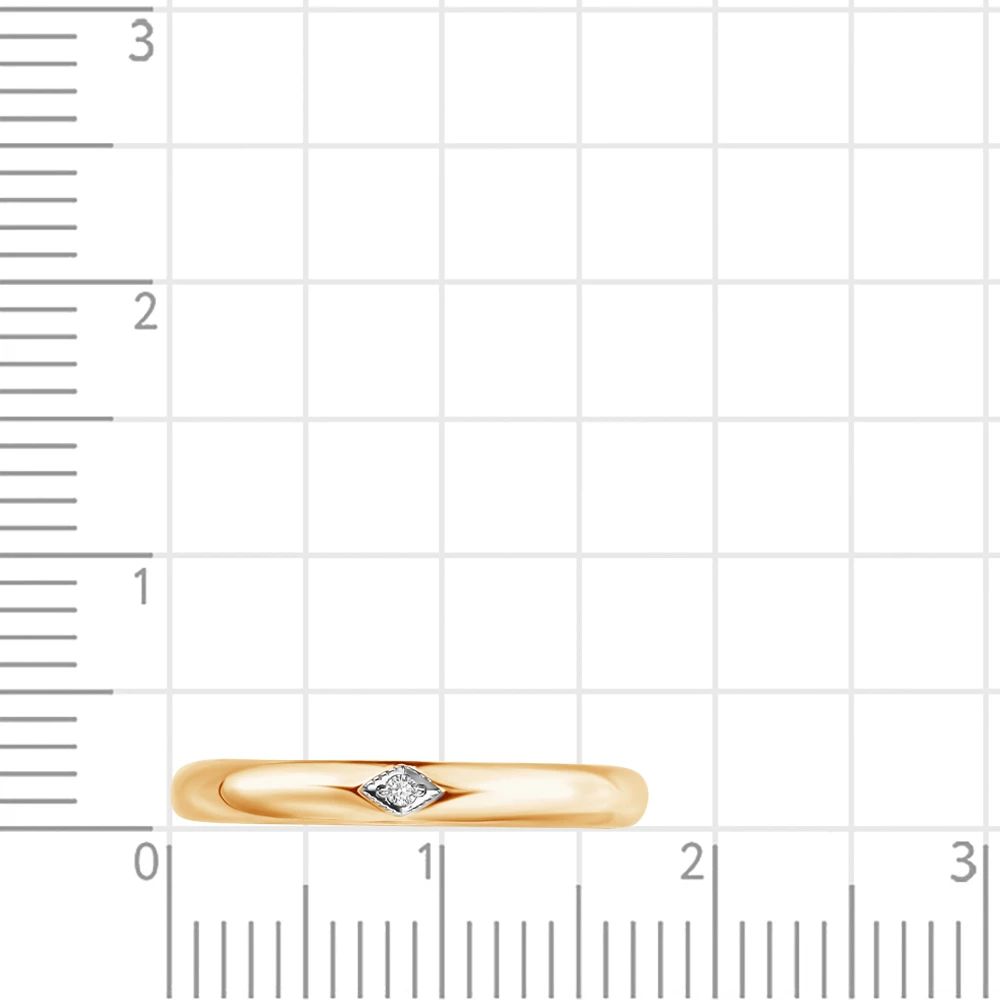 Кольцо обручальное с бриллиантом из красного золота 585 пробы