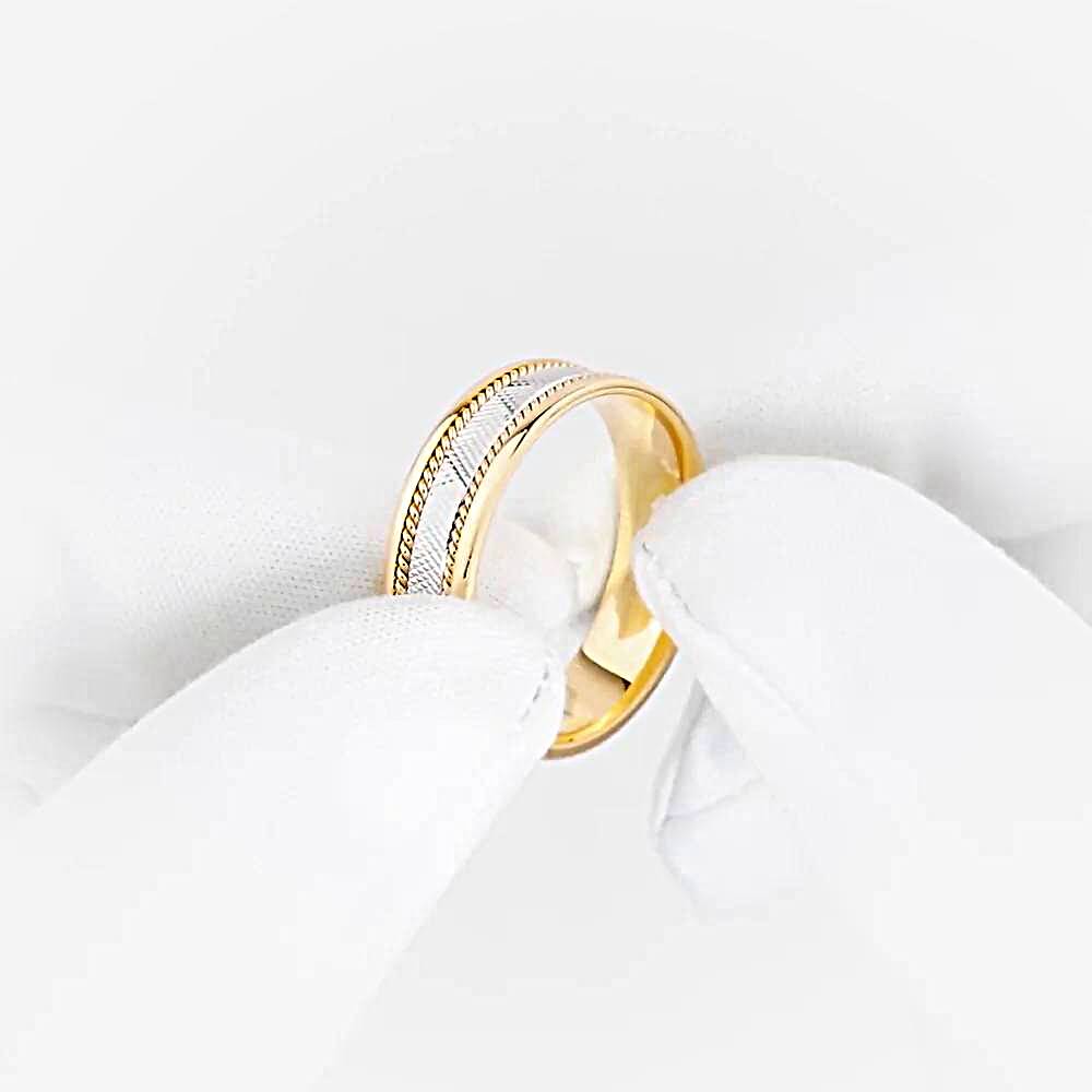 Кольцо обручальное из комбинированного золота 585 пробы 1