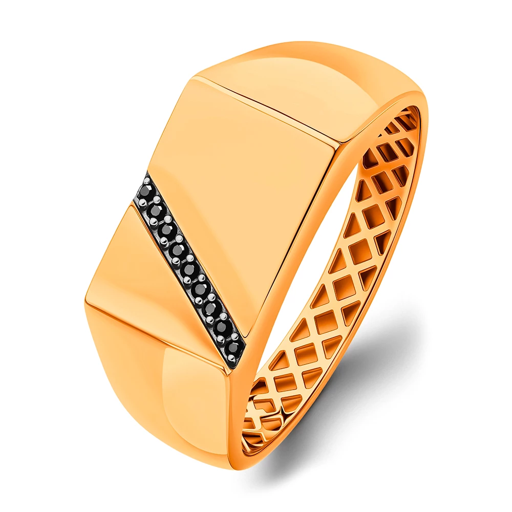 Кольцо с фианитами из красного золота 585 пробы