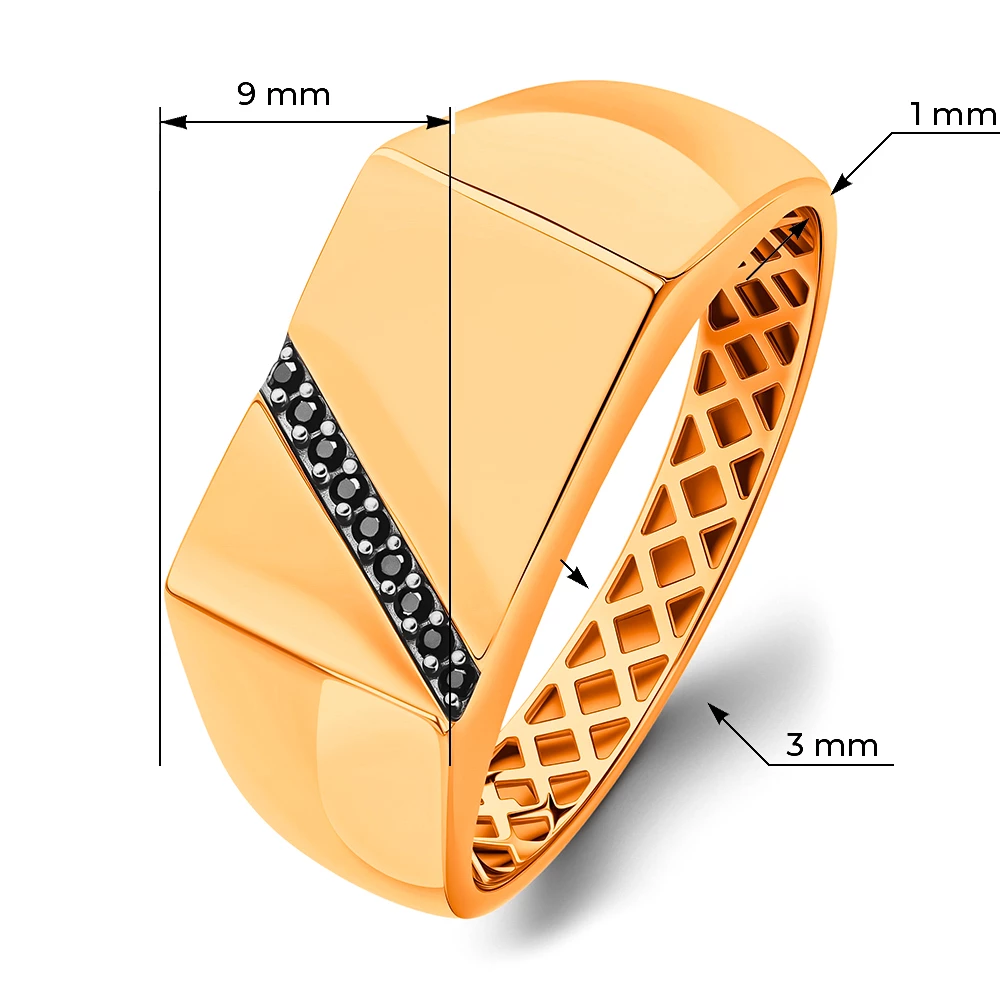 Кольцо с фианитами из красного золота 585 пробы